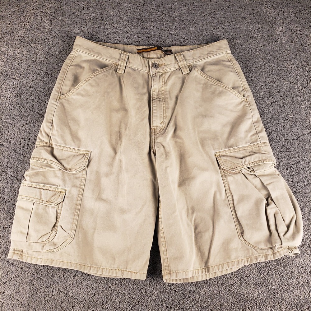 VTG Levis Silvertab Shorts Mens 33 Khaki Multi Cargo Relaxed 10 Inch Inseam